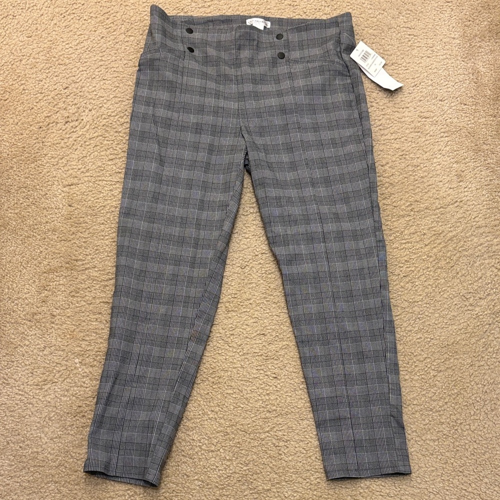 Straight-Leg Plaid Women's Pants in Gray